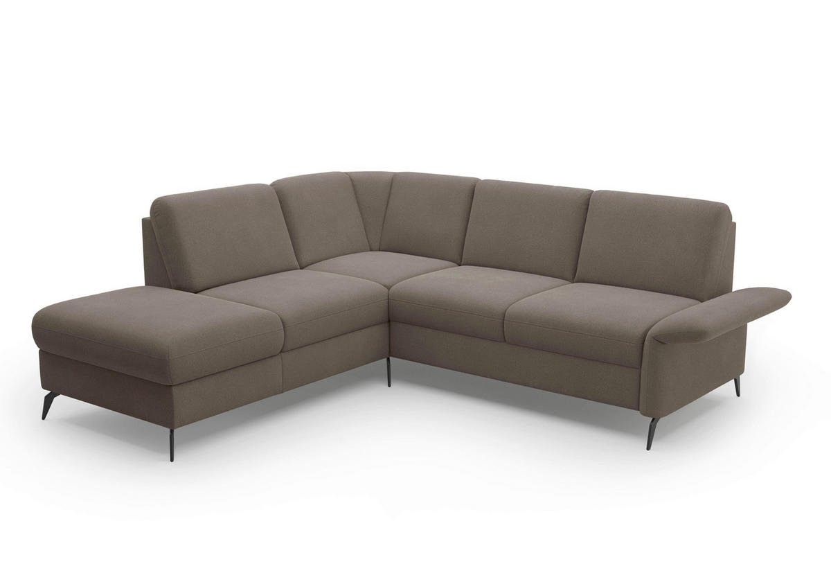 ECKSOFA ROCHELLE E Schlammfarben Flachgewebe  - Schlammfarben/Schwarz, KONVENTIONELL, Textil/Metall (216/240cm) - Sit & More