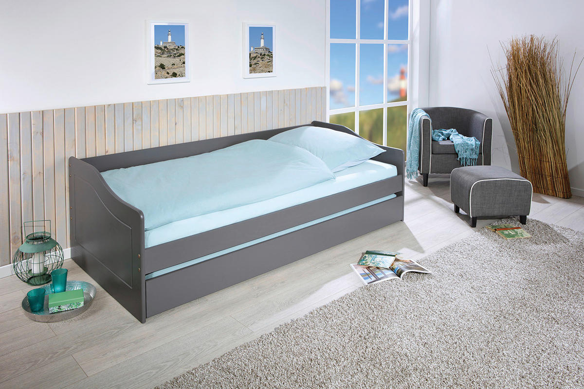 AUSZIEHBETT 90/200 cm Grau  - Grau, Modern, Holz (90/200cm) - MID.YOU