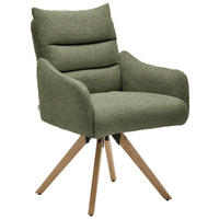 ARMLEHNSTUHL Jacquard  - Waldgrün/Eichefarben, Design, Holz/Textil (62/86/68cm) - Welnova