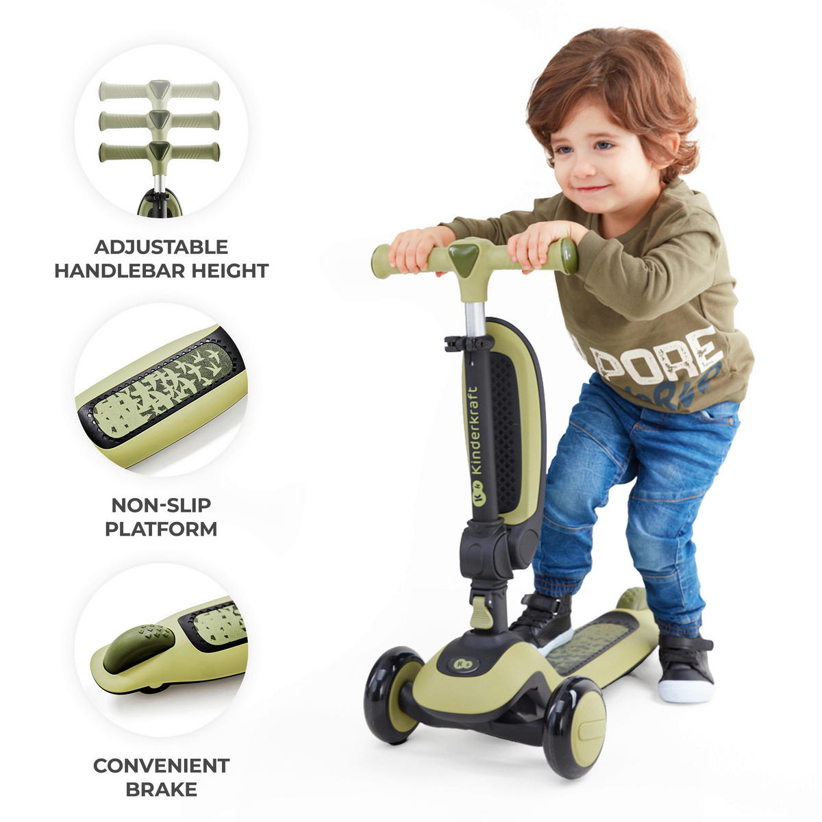 MINI-SCOOTER Halley  - Schwarz/Grün, Basics, Kunststoff/Metall (31/64-77.5/60cm) - Kinderkraft