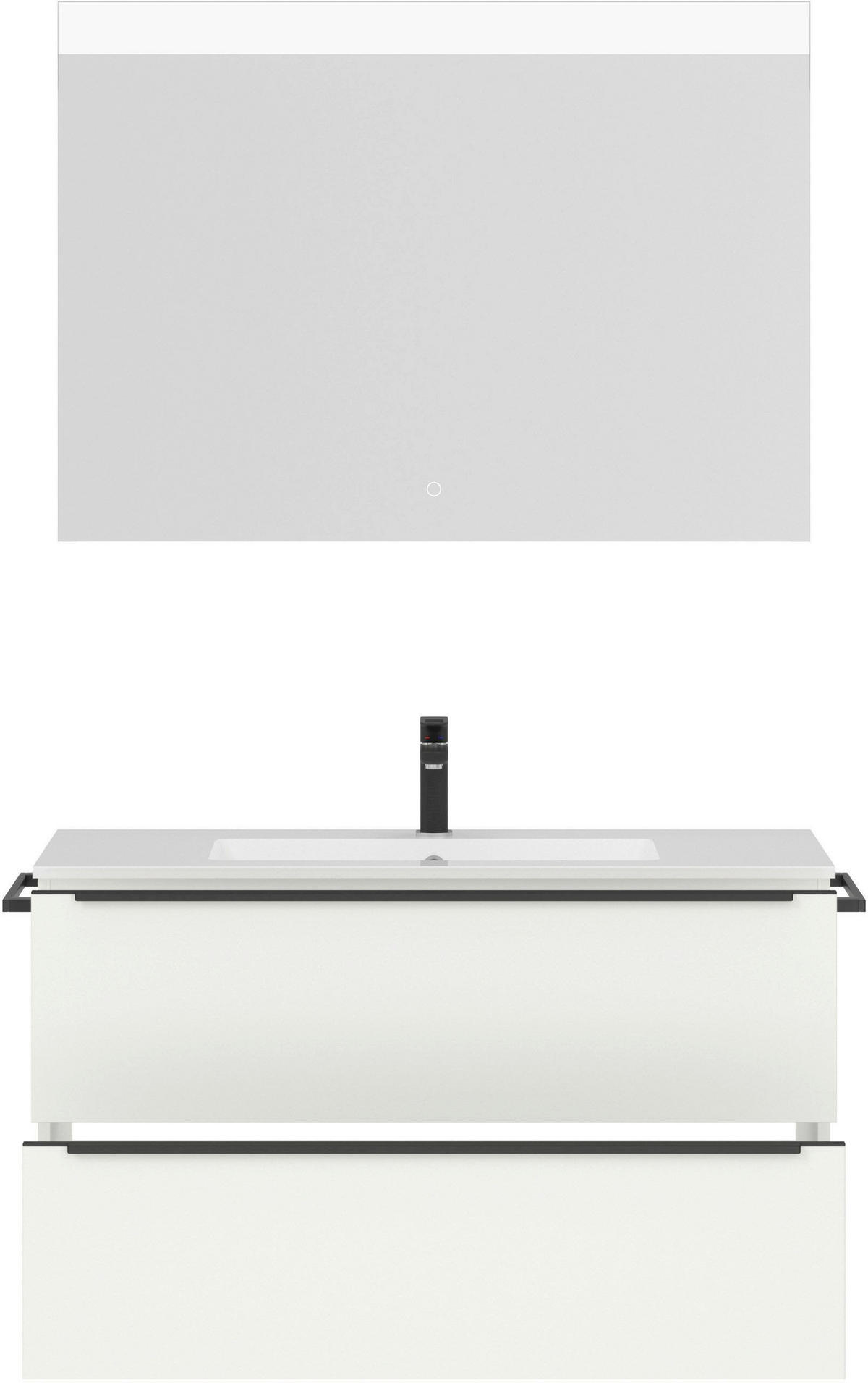 BADEZIMMER 3-teilig  in 101 cm  - Schwarz/Weiß, MODERN, Holzwerkstoff/Stein (101cm) - Nobilia