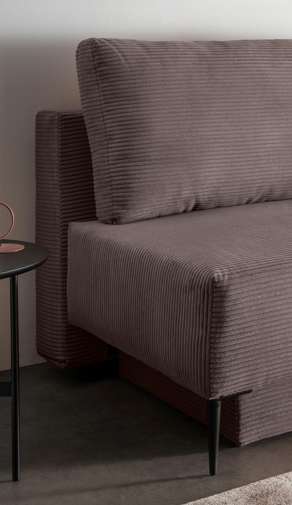 SCHLAFSOFA in Cord Graubraun  - Graubraun/Schwarz, Modern, Textil/Metall (198/90/100cm) - Livetastic