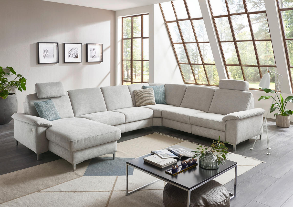 WOHNLANDSCHAFT in Chenille Silberfarben, Hellgrau  - Silberfarben/Hellgrau, Design, Textil/Metall (265/333/170cm) - Dieter Knoll