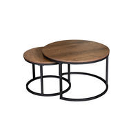 COUCHTISCHSET rund Braun, Schwarz  - Schwarz/Braun, Design, Holzwerkstoff/Metall (50-70/50-70/38-42cm) - MID.YOU