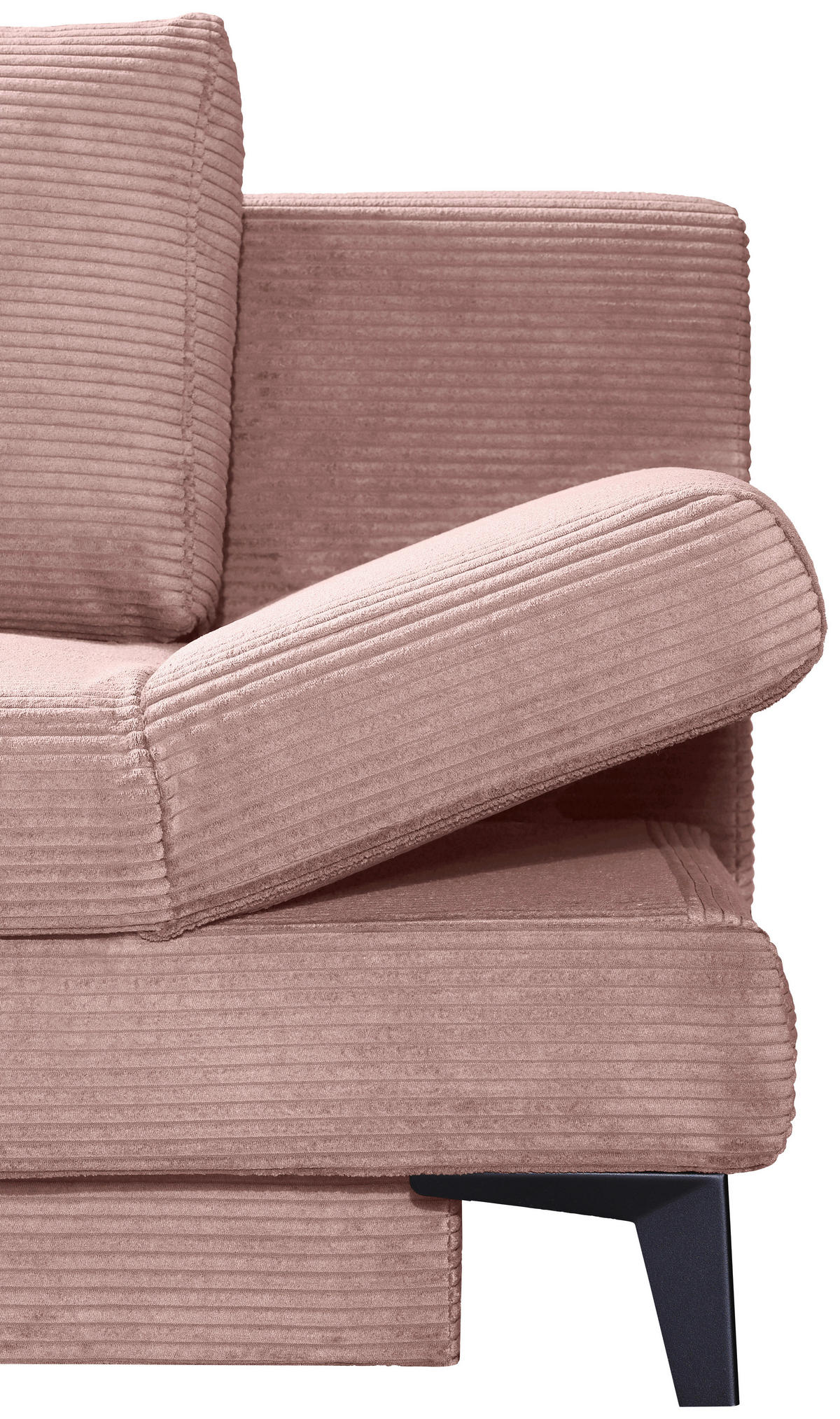 SCHLAFSOFA Cord Altrosa  inkl. Bettkasten, Schlaffunktion, Armteilverstellung  - Schwarz/Altrosa, Design, Textil/Metall (200/85/90cm) - Novel