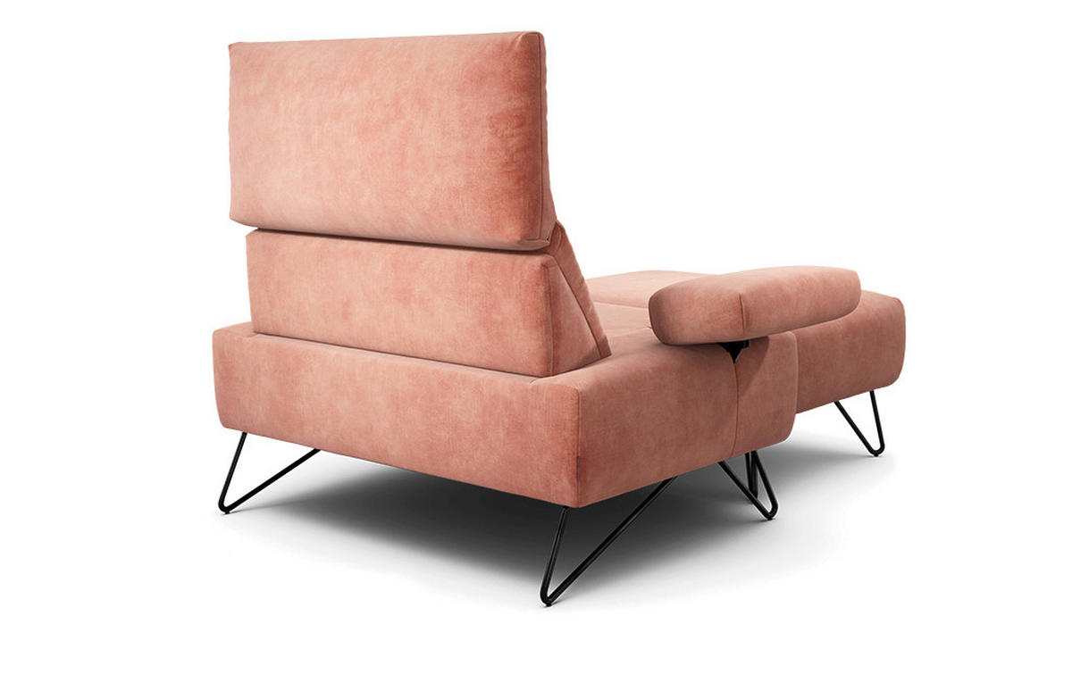 SESSELSET Samt Armteilverstellung    - Schwarz/Rosa, Design, Textil/Metall (114-142/85/86-94cm) - SENSOO