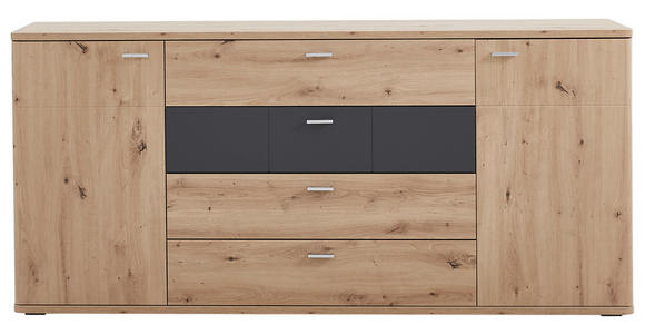 SIDEBOARD Graphitfarben, Eichefarben  180/85/44 cm  - Eichefarben/Silberfarben, KONVENTIONELL, Holzwerkstoff/Kunststoff (180/85/44cm) - Xora