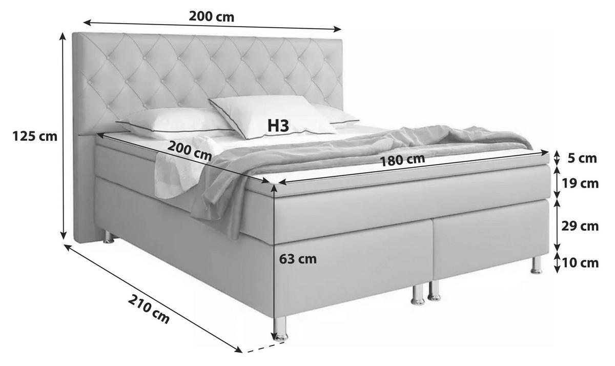 BOXSPRINGBETT 180/200 cm  in Schwarz  - Silberfarben/Schwarz, KONVENTIONELL, Leder/Textil (180/200cm) - MID.YOU