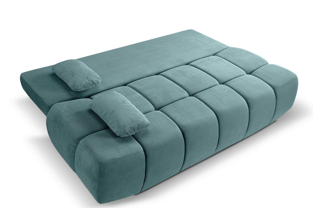 SCHLAFSOFA LAUDER  mit Cord Minttürkis  - Schwarz/Minttürkis, Basics, Kunststoff/Textil (207/93/105cm) - MID.YOU