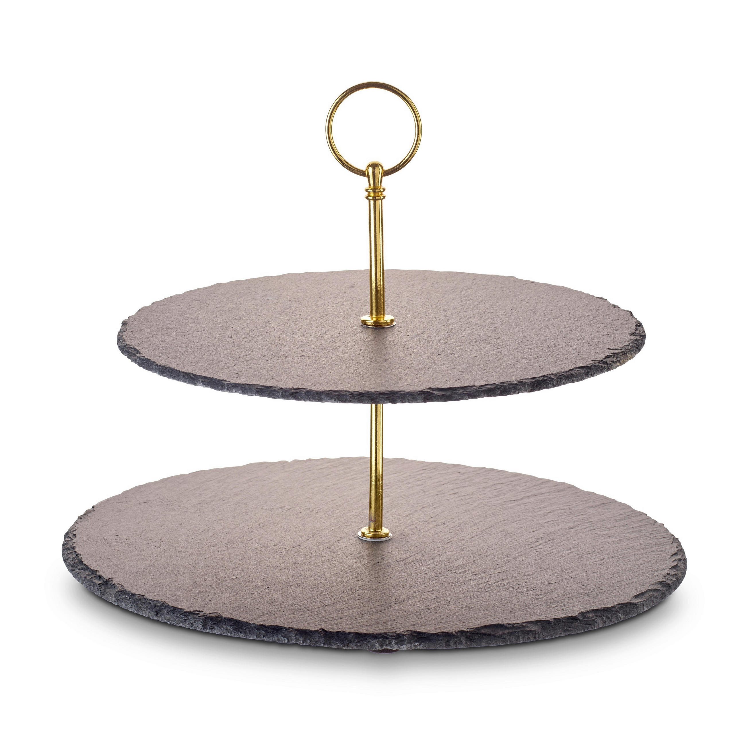 Etagere Rund Metall/naturstein D: 30/24 Cm 2-Stöckig