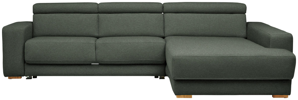 ECKSOFA  in Chenille Dunkelgrün  316/206 cm  - Dunkelgrün/Eichefarben, Design, Textil (316/206cm) - Sedda