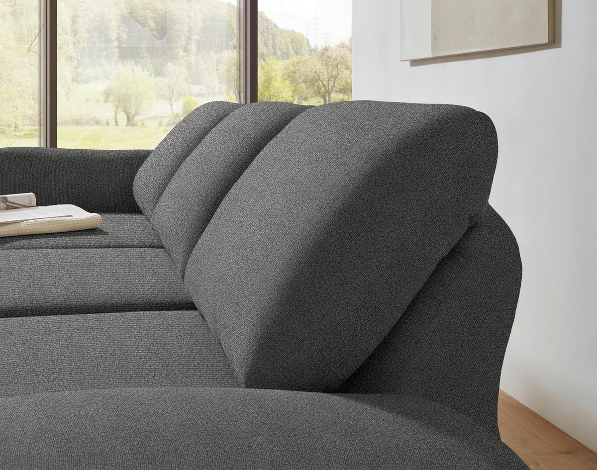 ECKSOFA  in Flachgewebe Dunkelgrau  175-224/255-365 cm  - Dunkelgrau/Schwarz, Design, Textil/Metall (175-224/255-365cm) - Dieter Knoll