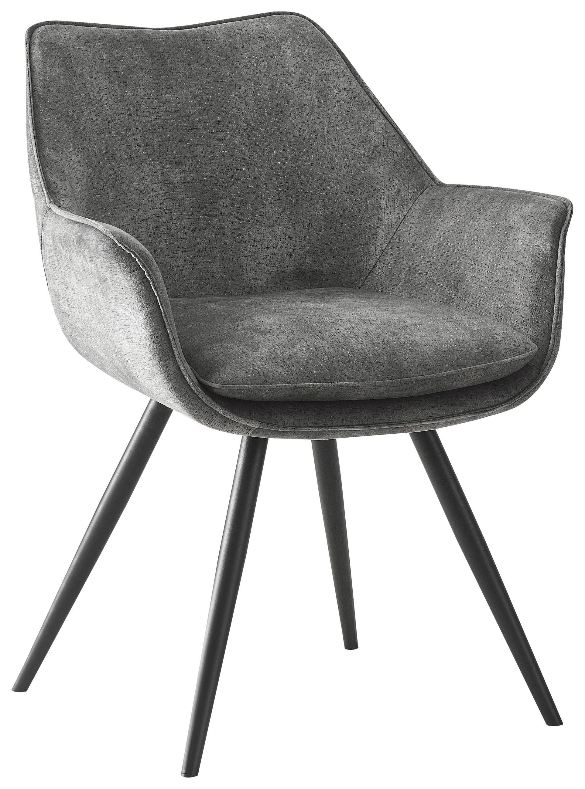 ARMLEHNSTUHL  in Eisen Velours  - Schwarz/Grau, Modern, Holz/Textil (62/85/64cm) - Livetastic
