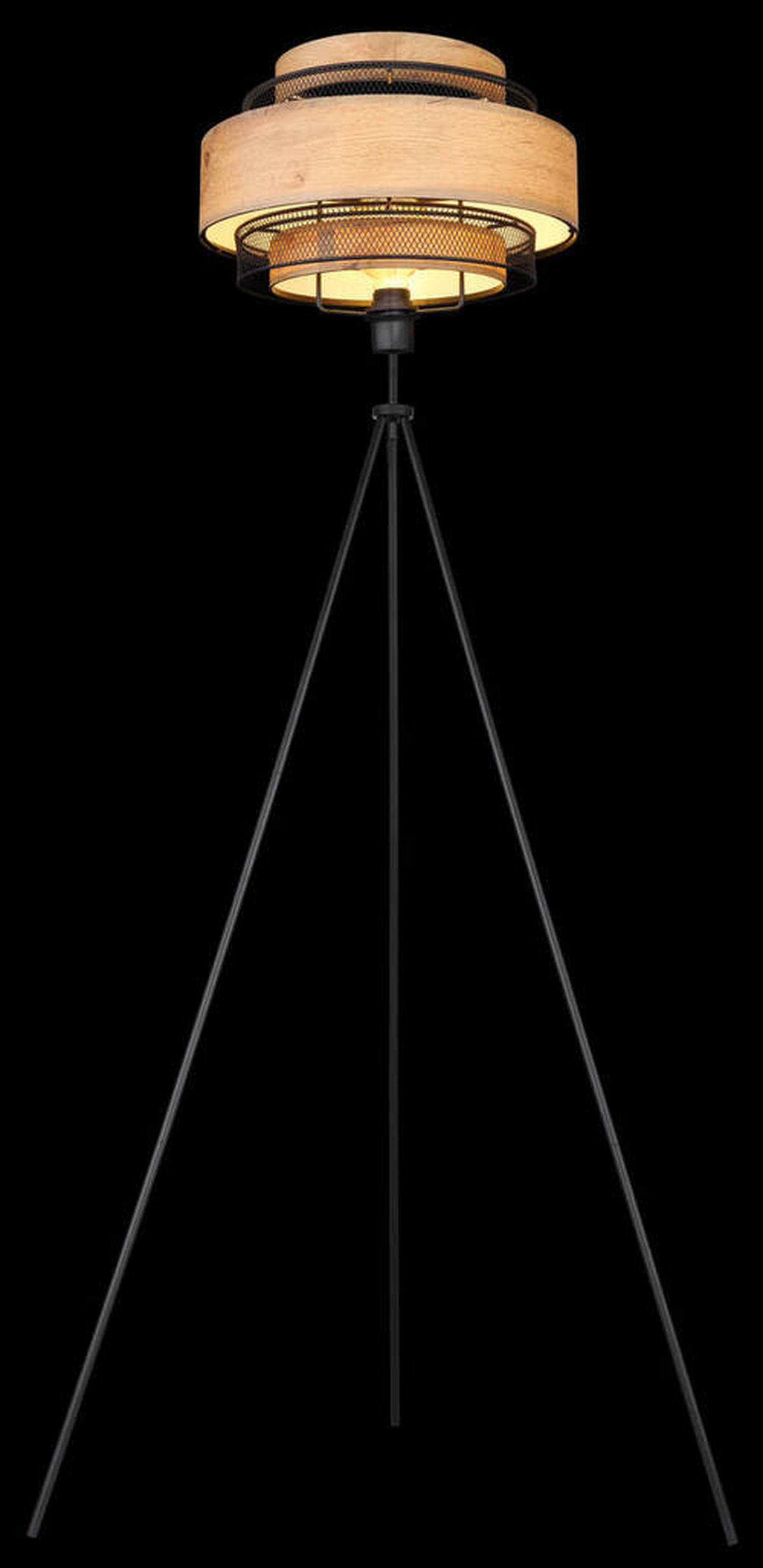 STOJEČA SVETILKA        60/150 cm       - črna/rjava, Design, kovina/leseni material (60/150cm) - Globo