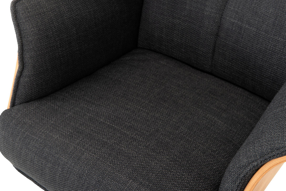 RELAXFÅTÖLJ i trä, metall, textil svart, ekfärgad  - svart/ekfärgad, Klassisk, metall/trä (66/101/81cm) - Welnova