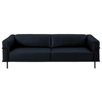 3-SITZER-SOFA in Echtleder Dunkelblau  - Schwarz/Dunkelblau, Design, Leder/Metall (236/67/96cm) - Johann Jakob