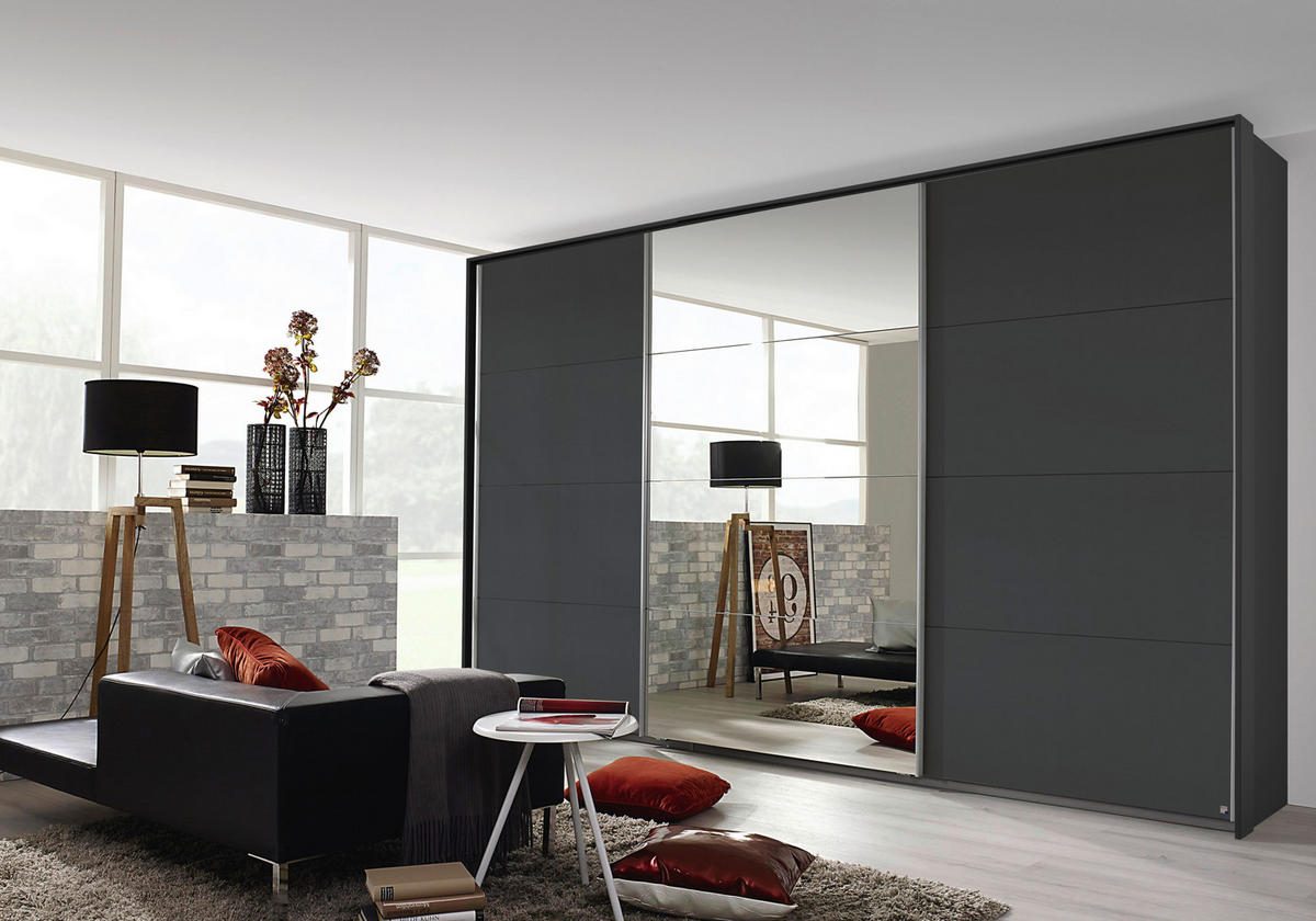 SCHWEBETÜRENSCHRANK 361/229/62 cm 3-türig Grau  - Alufarben/Grau, MODERN, Holzwerkstoff/Metall (361/229/62cm) - Luca Bessoni