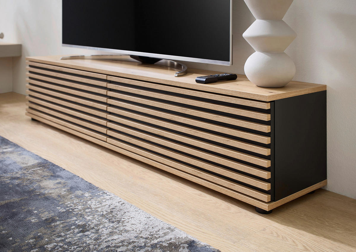 LOWBOARD  in 180/30/30 cm  - Schwarz/Eiche Artisan, Design, Holzwerkstoff/Kunststoff (180/30/30cm) - Boxxx