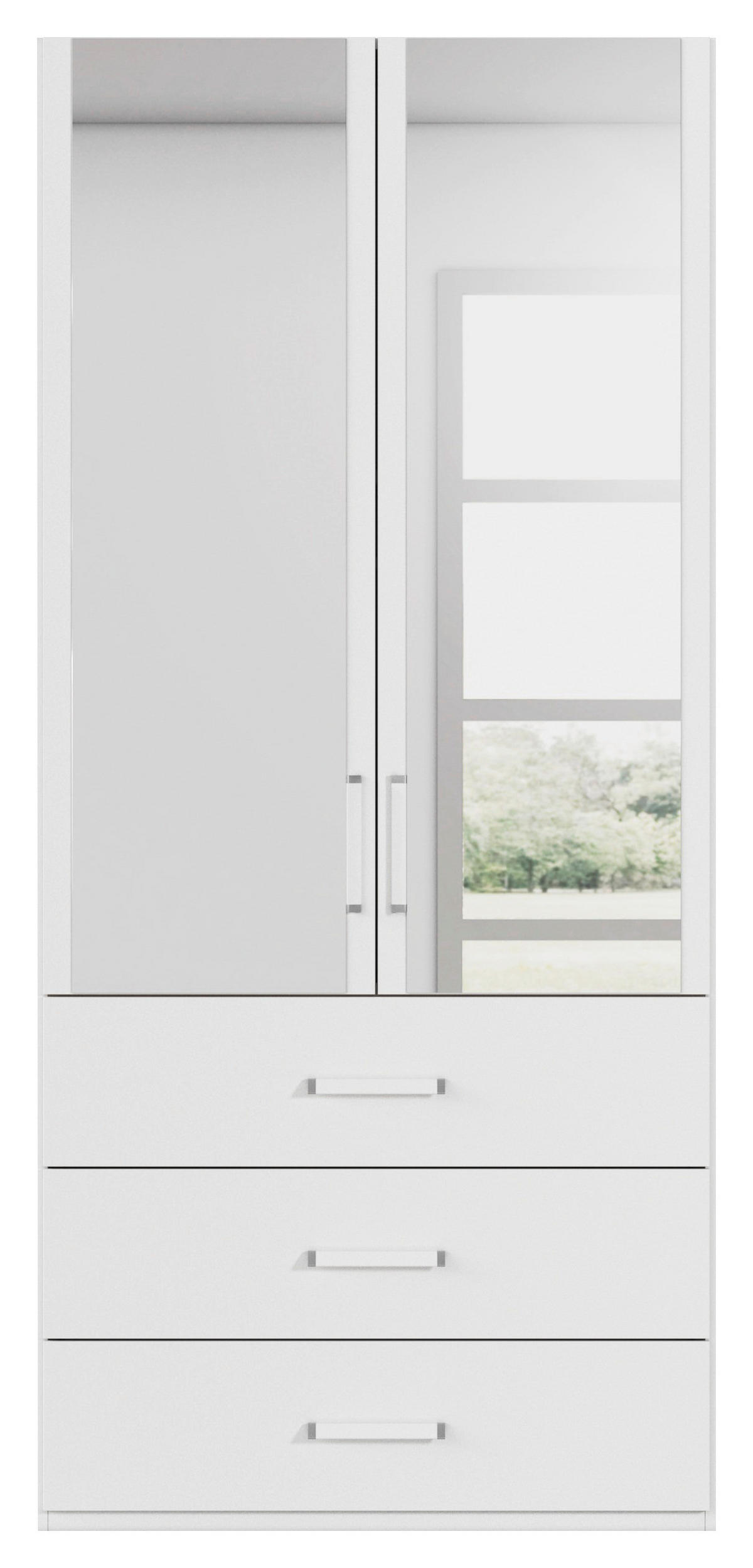 DREHTÜRENSCHRANK 101/223/60 cm 2-türig Weiß  - Weiß, Design, Glas/Holzwerkstoff (101/223/60cm) - Novel