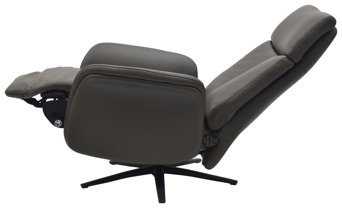 RELAXSESSEL Lederlook Echtleder    - Dunkelbraun/Schwarz, Design, Leder/Holz (75/109/84/148/84cm) - Livetastic