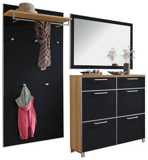 GARDEROBE 3-teilig  in 210/195/31 cm  - Eichefarben/Anthrazit, Design, Glas/Holz (210/195/31cm)