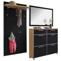 GARDEROBE 3-teilig  in 210/195/31 cm  - Eichefarben/Anthrazit, Design, Glas/Holz (210/195/31cm)