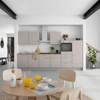 KÜCHENBLOCK Touch 360 cm  in Grau, Eiche dunkel  - Eiche dunkel/Edelstahlfarben, MODERN, Holzwerkstoff/Metall (360cm) - Nobilia