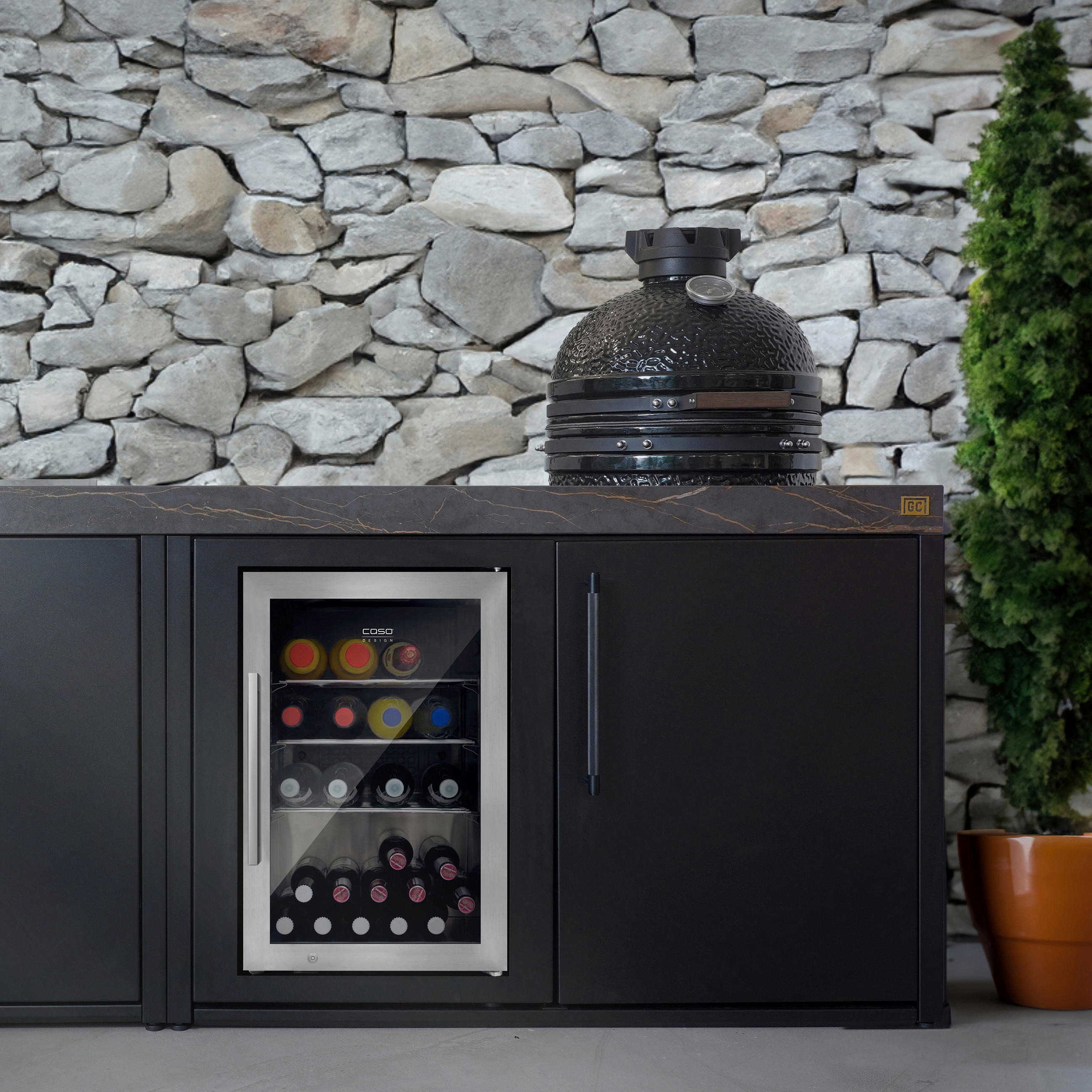 GETRÄNKEKÜHLSCHRANK 43/67,5/55,5 cm  - Edelstahlfarben, Basics, Glas/Metall (43/67,5/55,5cm) - CASO Design