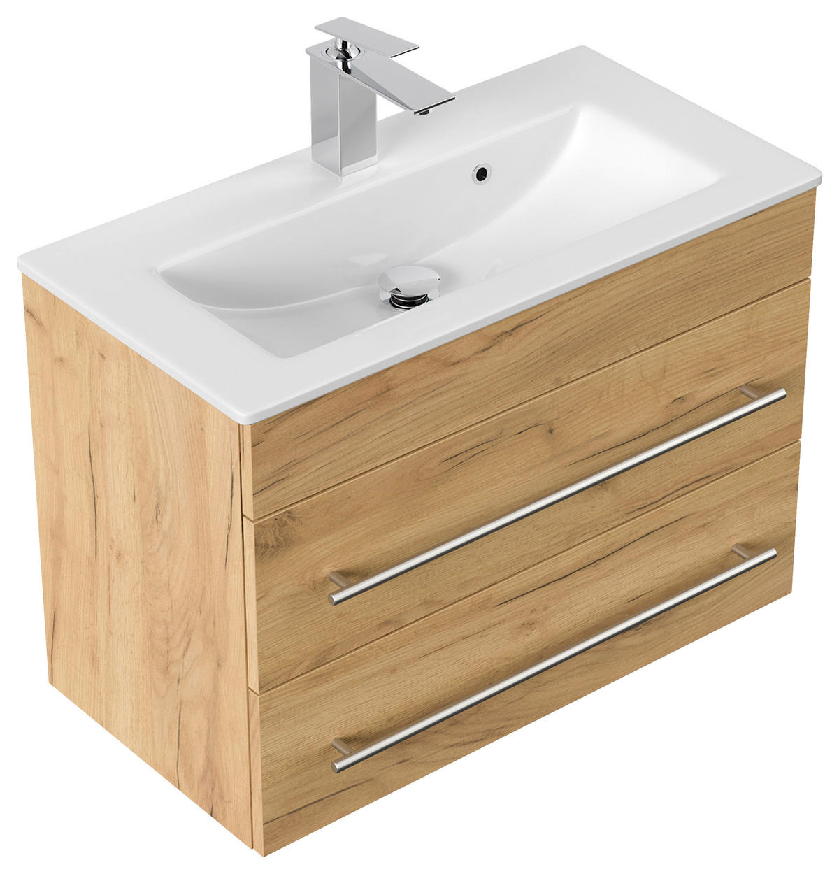 BADEZIMMER  in 70,4 cm  - Eichefarben/Silberfarben, MODERN, Keramik/Holzwerkstoff (70,4cm) - MID.YOU
