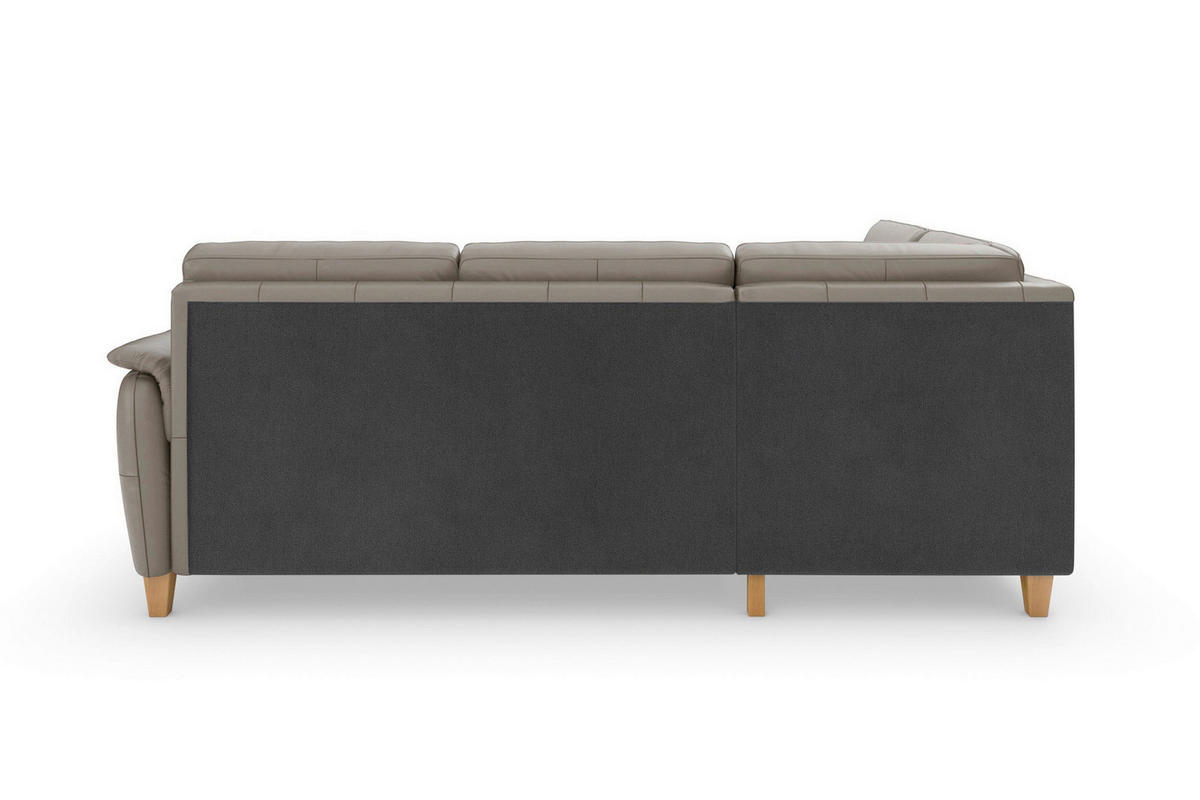 ECKSOFA PALMERA E Grau Echtleder  - Eichefarben/Grau, Basics, Leder/Holz (212/236cm) - Sit & More