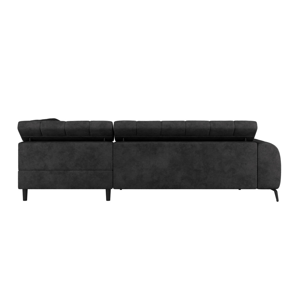 ECKSOFA Schwarz Bettkasten, Rücken echt, Kopfteilverstellung  - Schwarz, Trend, Kunststoff/Textil (261/203cm) - Livetastic