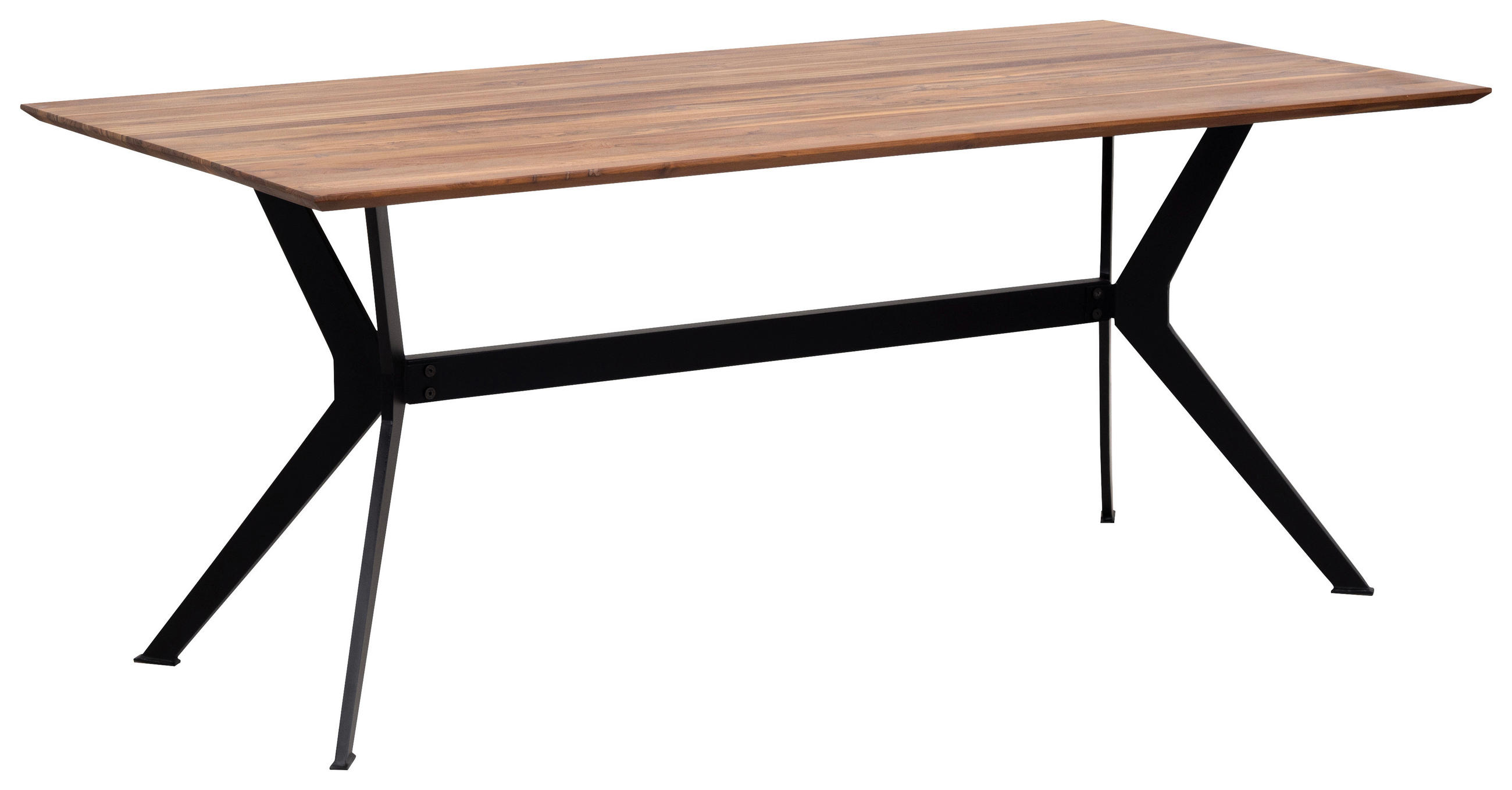 JEDILNA MIZA, trd les recikliran les, tikovina naravne barve  - črna/naravne barve, Trendi, kovina/les (180/90/76cm) - Linea Natura