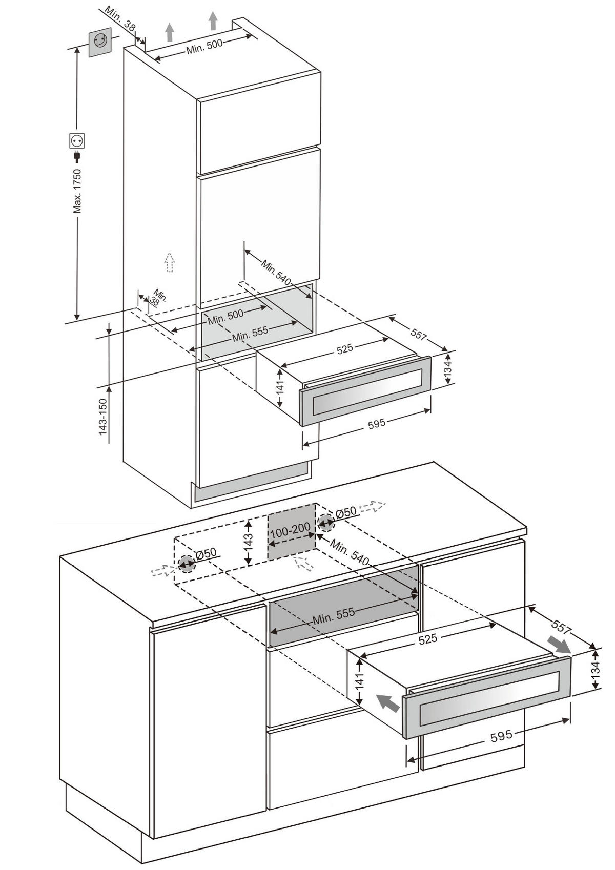 WEINKÜHLSCHRANK WK341400S  - Schwarz, MODERN, Glas/Metall (59,5/14,1/59cm) - Amica