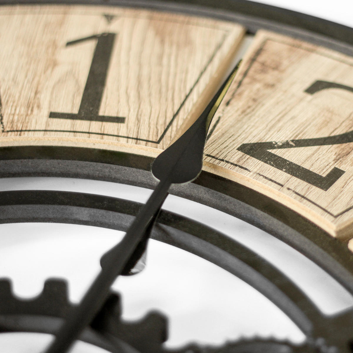 WANDUHR - Schwarz, Weiß, Eichefarben  - Eichefarben/Schwarz, Basics, Holz/Kunststoff (57cm)