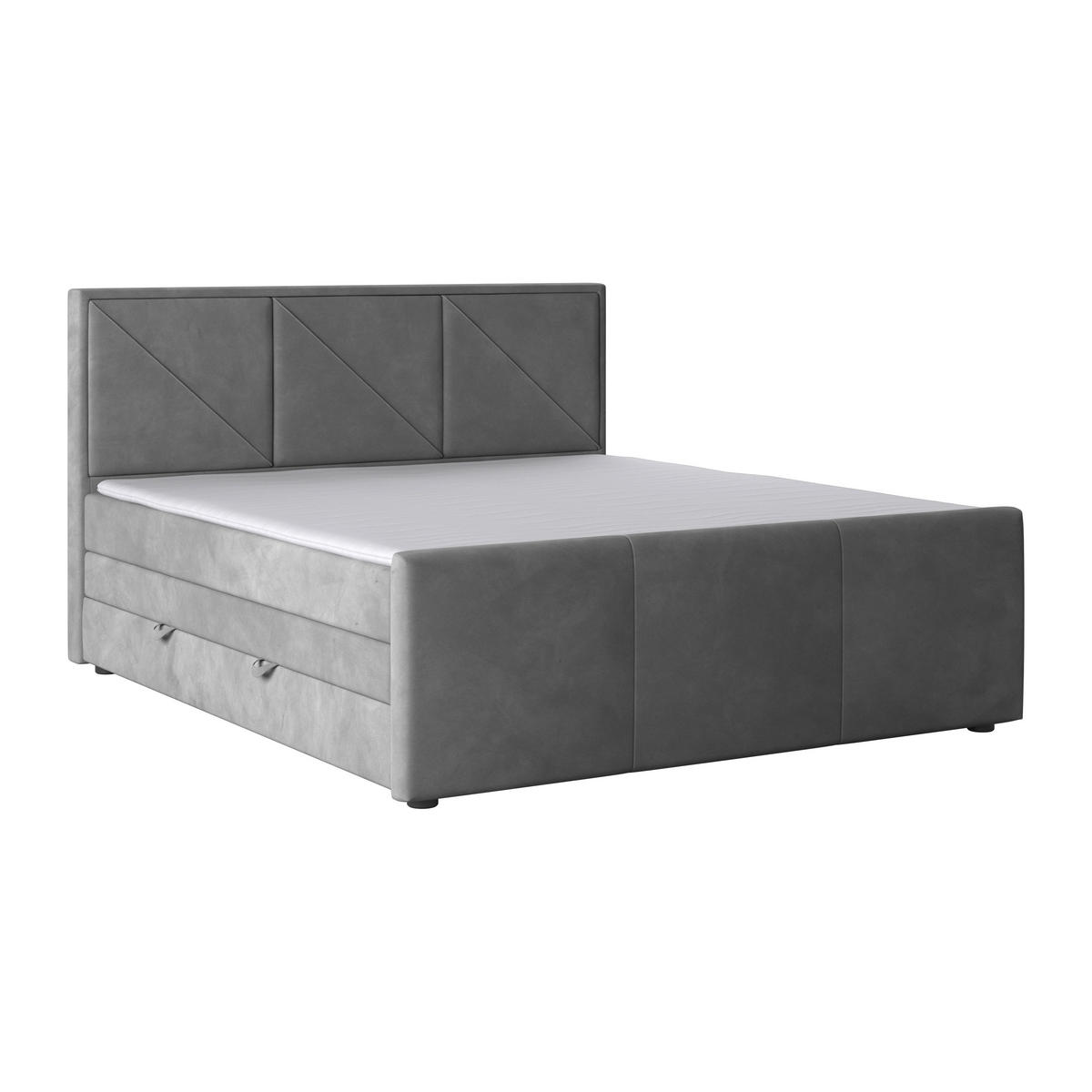 BOXSPRINGBETT 180/200 cm  in Hellgrau  - Hellgrau/Schwarz, MODERN, Holzwerkstoff/Kunststoff (180/200cm) - MID.YOU