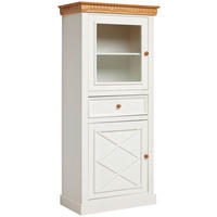 VITRINE  in massiv Kiefer Naturfarben, Weiß  - Weiß/Naturfarben, ROMANTIK / LANDHAUS, Glas/Holz (79/177/42cm) - MID.YOU