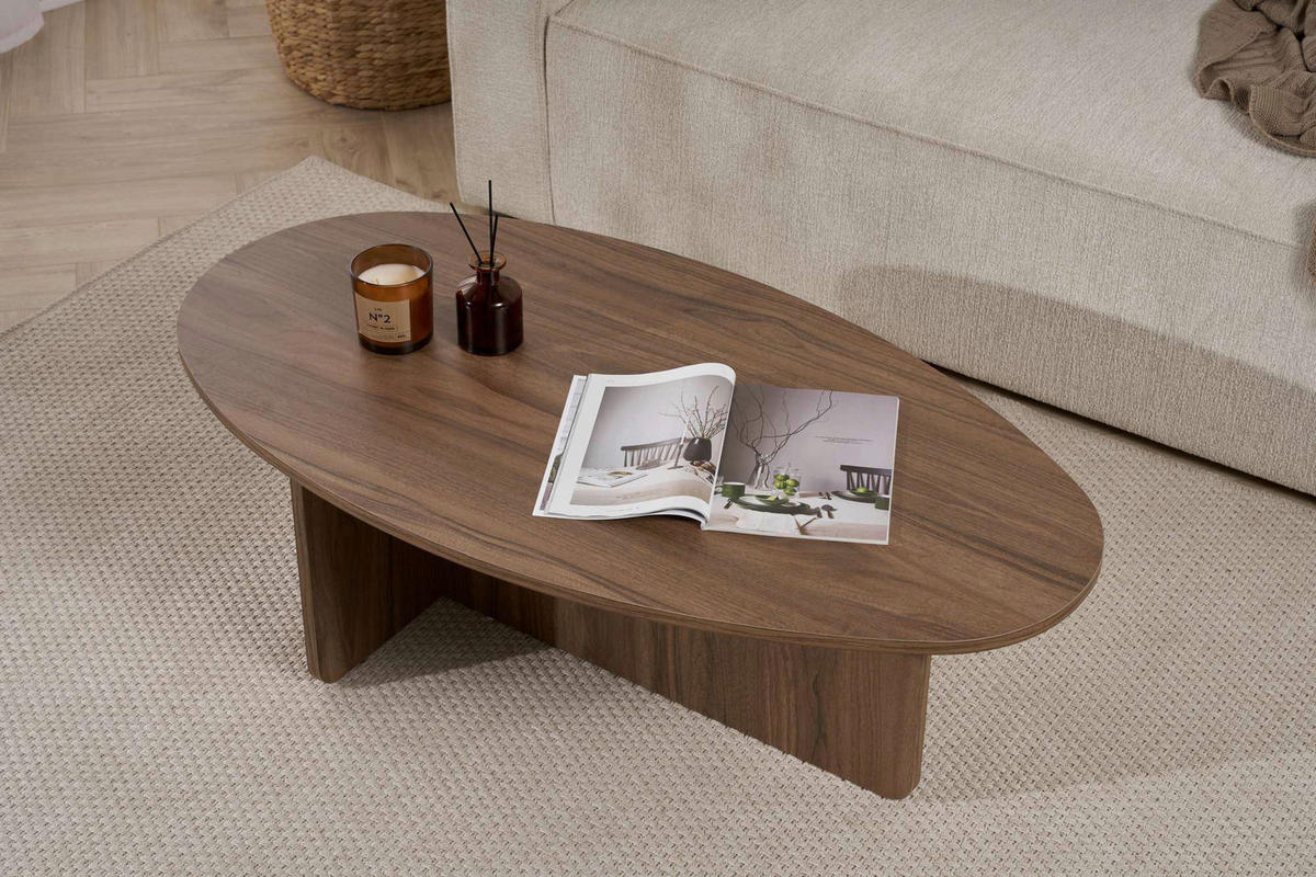 COUCHTISCH 120/40/65 cm Freiform Walnussfarben  - Walnussfarben, Design, Holzwerkstoff (120/40/65cm) - MID.YOU