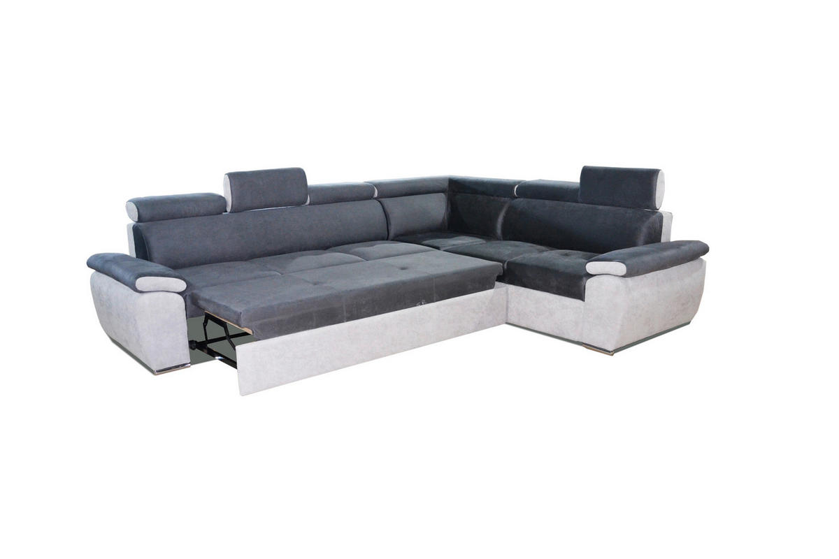SEDEŽNA GARNITURA, videz usnja, platno svetlo siva, temno siva  - temno siva/svetlo siva, Moderno, tekstil/les (305/245cm) - Hom`in
