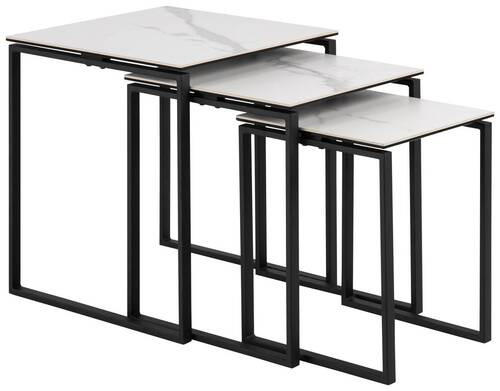 BEISTELLTISCHSET in Keramik, Metall 50/50/55 cm  - Schwarz/Weiß, Trend, Keramik/Metall (50/50/55cm)