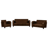 SITZGARNITUR in Lederlook Braun  - Dunkelbraun/Braun, Design, Textil (92/80/89cm) - Livetastic