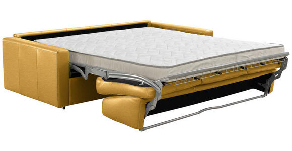 SCHLAFSOFA Bard in Echtleder Currygelb  - Currygelb/Schwarz, KONVENTIONELL, Leder/Kunststoff (206/81/96cm) - Novel