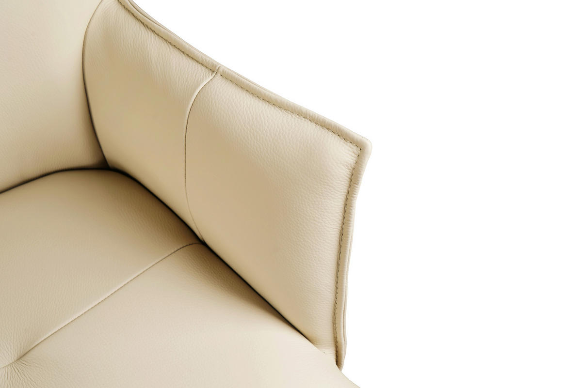 ARMLEHNSTUHL  Lederauswahl, Sitzfläche 360° drehbar  Echtleder  Creme, Schwarz  - Creme/Schwarz, Design, Leder/Metall (62/91/62cm) - Novel
