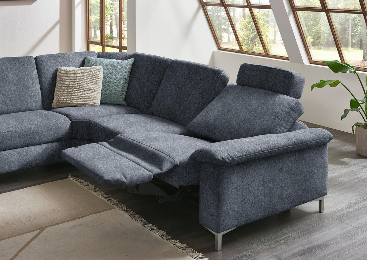 WOHNLANDSCHAFT in Chenille Dunkelblau  - Alufarben/Dunkelblau, Design, Textil/Metall (170/333/265cm) - Dieter Knoll