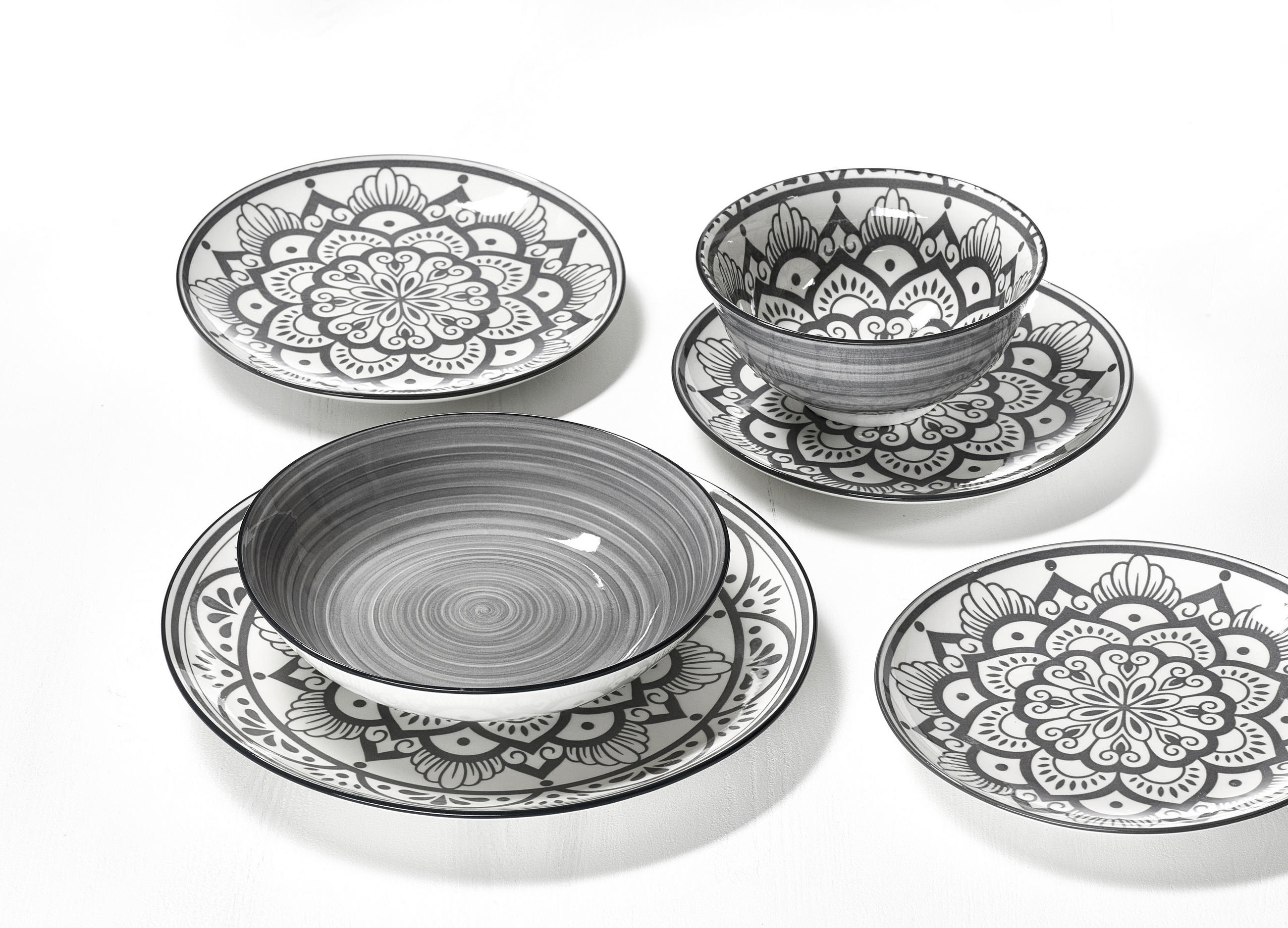 TAFELSERVICE Grau, Weiß Doha grau 16-teilig  - Weiß/Grau, KONVENTIONELL, Keramik (29/27,5/28cm) - Ritzenhoff Breker