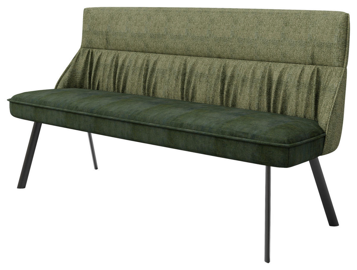 SITZBANK in Metall, Textil Grün, Schwarz, Dunkelgrün  - Dunkelgrün/Schwarz, MODERN, Textil/Metall (180/63/88cm) - MID.YOU