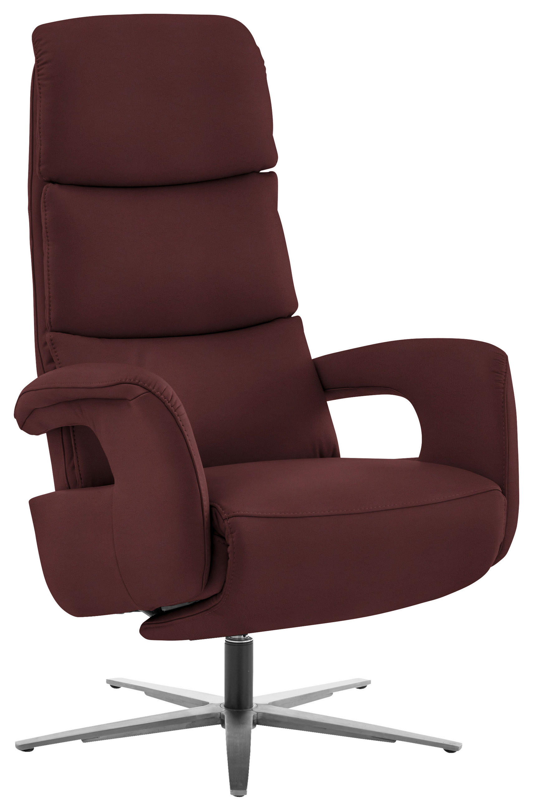 RELAXSESSEL in Leder Beere  - Edelstahlfarben/Beere, Design, Leder/Metall (76/119/86cm) - Dieter Knoll
