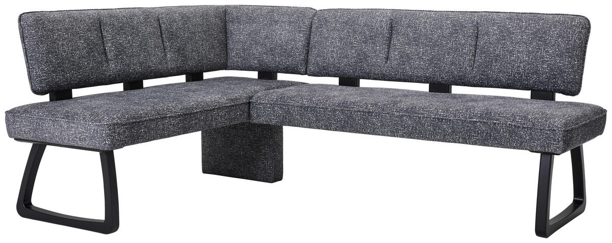 ECKBANK 155/208 cm Flachgewebe Dunkelgrau Eiche massiv   - Dunkelgrau/Schwarz, KONVENTIONELL, Holz/Textil (155/208cm) - Venda