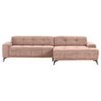 ECKSOFA  in Cord Altrosa  295/165 cm  - Schwarz/Altrosa, KONVENTIONELL, Textil/Metall (295/165cm) - Carryhome