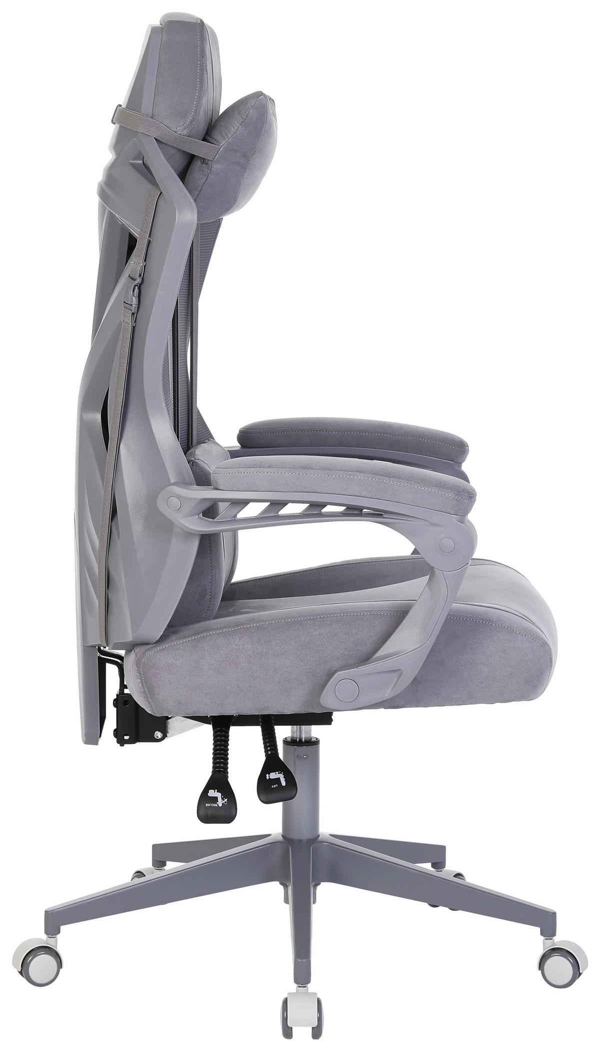 GAMINGSTUHL Dunkelgrau Textil, Metall, Kunststoff   - Dunkelgrau, MODERN, Kunststoff/Textil (64/117-129/63cm) - MID.YOU