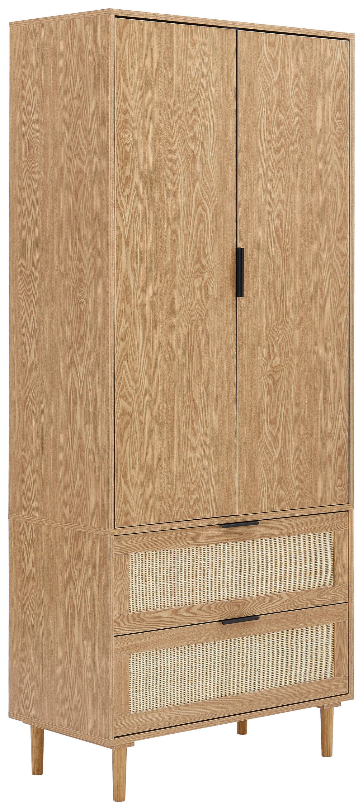 GARDEROBENSCHRANK  in 80/190/40 cm  - Schwarz/Naturfarben, Natur, Holz/Holzwerkstoff (80/190/40cm) - MID.YOU